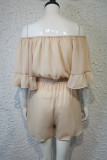 Fashion Casual Solid Patchwork Off the Shoulder Loose Rompers