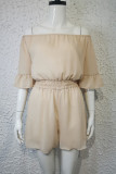 Fashion Casual Solid Patchwork Off the Shoulder Loose Rompers
