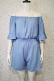 Fashion Casual Solid Patchwork Off the Shoulder Loose Rompers