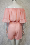 Fashion Casual Solid Patchwork Off the Shoulder Loose Rompers