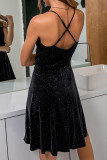Fashion Simplicity Solid Patchwork Backless V Neck A Line Dresses