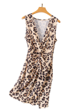 Fashion Elegant Leopard Fold V Neck A Line Dresses
