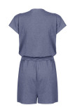 Fashion Casual Solid Patchwork V Neck Loose Rompers