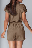 Fashion Casual Solid Patchwork V Neck Loose Rompers