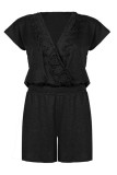 Fashion Casual Solid Patchwork V Neck Loose Rompers