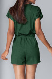 Fashion Casual Solid Patchwork V Neck Loose Rompers