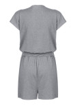 Fashion Casual Solid Patchwork V Neck Loose Rompers