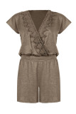 Fashion Casual Solid Patchwork V Neck Loose Rompers