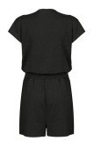 Fashion Casual Solid Patchwork V Neck Loose Rompers