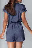 Fashion Casual Solid Patchwork V Neck Loose Rompers