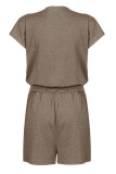 Fashion Casual Solid Patchwork V Neck Loose Rompers