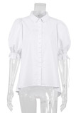 Fashion Casual Solid Patchwork Turndown Collar Tops