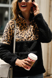 Fashion Patchwork Long Sleeve Leopard Print Top