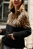 Fashion Patchwork Long Sleeve Leopard Print Top