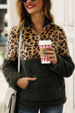 Fashion Patchwork Long Sleeve Leopard Print Top