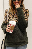 Fashion Patchwork Long Sleeve Leopard Print Top