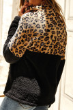 Fashion Patchwork Long Sleeve Leopard Print Top