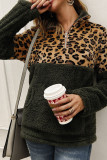 Fashion Patchwork Long Sleeve Leopard Print Top