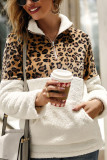 Fashion Patchwork Long Sleeve Leopard Print Top