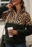Fashion Patchwork Long Sleeve Leopard Print Top