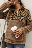 Fashion Patchwork Long Sleeve Leopard Print Top