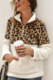 Fashion Patchwork Long Sleeve Leopard Print Top