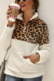 Fashion Patchwork Long Sleeve Leopard Print Top