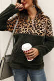 Fashion Patchwork Long Sleeve Leopard Print Top
