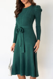 Fashion Casual Solid Patchwork O Neck A Line Dresses