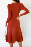 Fashion Casual Solid Patchwork O Neck A Line Dresses