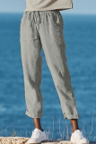 Fashion Casual Solid Pocket Loose Wide Leg Bottoms