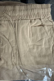 Fashion Casual Solid Pocket Loose Wide Leg Bottoms