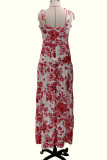 Fashion Sweet Print Patchwork Spaghetti Strap A Line Dresses