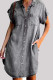 Fashion Street Solid Pocket Buckle Shirt Collar A Line Dresses