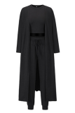 Casual Solid Patchwork O Neck Long Sleeve Three Pieces