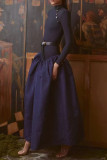Elegant Gradient Without Belt Contrast Turtleneck A Line Dresses