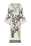 Casual Floral Slit V Neck Printed Dresses
