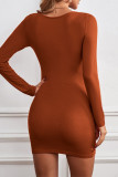 Sexy Solid Flounce Fold V Neck Wrapped Skirt Dresses