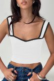 Sexy Solid Fold Contrast V Neck Tops