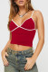 Sexy Solid Contrast V Neck Tops