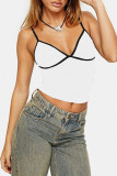 Sexy Solid Contrast V Neck Tops