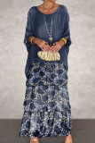Elegant Geometric Flounce O Neck Printed Dresses