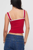 Sexy Solid Fold Contrast V Neck Tops