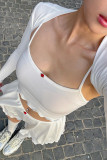 Sexy Solid Stringy Selvedge Square Collar Sleeveless Three Pieces