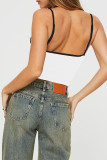 Sexy Solid Contrast V Neck Tops