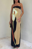 Casual Print Flowers Contrast Strapless Strapless Dresses