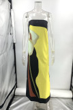 Casual Print Flowers Contrast Strapless Strapless Dresses