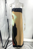 Casual Print Flowers Contrast Strapless Strapless Dresses