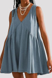 Casual Simplicity Solid Pocket V Neck Sleeveless Dresses