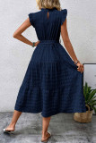 Elegant Solid Bandage Fold Texture Half A Turtleneck A Line Dresses
